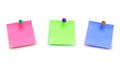 Three post it notes isolated