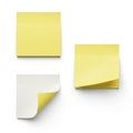 Three post-it notes isolated on white background Royalty Free Stock Photo