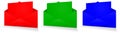 Three Postal envelope blank template red, green and blue (RGB) for presentation layouts and design