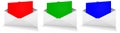Three Postal envelope blank template red, green and blue (RGB) for presentation layouts and design