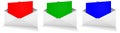 Three Postal envelope blank template red, green and blue (RGB) for presentation layouts and design Royalty Free Stock Photo