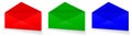 Three Postal envelope blank template red, green and blue (RGB) for presentation layouts and design Royalty Free Stock Photo