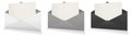 Three Postal envelope blank template white, grey and black for presentation layouts and design