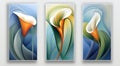 Three posters with beautiful flowers on colorful background Royalty Free Stock Photo