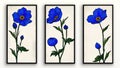 Three posters with blue flower. Art painting Royalty Free Stock Photo