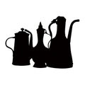 Three pots, black color silhouette vector Royalty Free Stock Photo