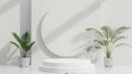 Three Potted Plants Against White Wall Royalty Free Stock Photo