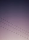 Three power lines at dusk. Royalty Free Stock Photo