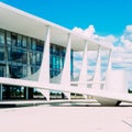 Three Powers Square in Brasilia, where the iconic buildings of the federal capital of Brazil, the Palacio do Planalto, and the