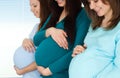 Three pregnant girl are beautiful