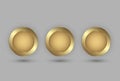 Three Premium button vector illustration design, an Abstract golden circles banner used in website UX, UI