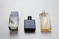 Three premium glass perfume bottles Royalty Free Stock Photo