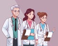 three professional doctors staff