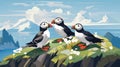 Three Puffins Bagel Shop: A Whistlerian Inspired Digital Painting