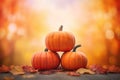 Three Pumpkins, Generative AI Royalty Free Stock Photo