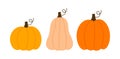 Three pumpkins icons on white background Royalty Free Stock Photo