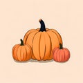 Three pumpkins on a light isolated background. Pumpkin as a dish of thanksgiving for the harvest Royalty Free Stock Photo