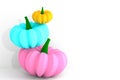 Three pumpkins low poly style on white background 3D illustration