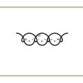 Three Puppies. Logo design template. Simple line logo of three little dogs