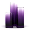 Three purple glass vases isolated on white