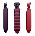 Three purple neckties set on white background Royalty Free Stock Photo