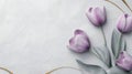 Soft Purple Tulips with Golden Accents on Textured White Background Royalty Free Stock Photo