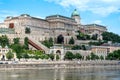 Three quarter view of Buda Castle. Sitting atop Castle Hill and overlooking the river Danube is