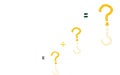 Three question mark and plus sign made of yellow round tablets Royalty Free Stock Photo