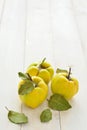 Three quinces on background board