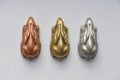Three rabbits of copper, brass and aluminium