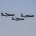 Three RAF Hercules final flypast at Lyneham their former base before disbanding