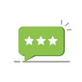 Three rating star like positive feedback. concept of notice, opinion, testimonial, grade ui, user control, check