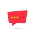 Three rating star speech bubble like neutral feedback