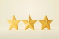 Three rating star symbol of customer satisfaction review service best quality ranking icon or feedback success sign award and