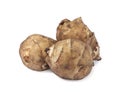 Three raw Jerusalem artichokes isolated on white Royalty Free Stock Photo