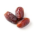 Three raw organic ripe dates with white background Generative AI Illustration