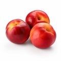 Vibrant Neogeo Style: Three Red Peaches On White Background