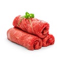 Three raw rouladen beef isolated