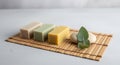 Three rectangular soap bars in soft Royalty Free Stock Photo