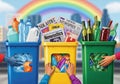 The vibrant scene emphasizes recycling and environmental responsibility Royalty Free Stock Photo