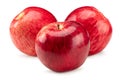 three red apples isolated on white background. clipping path Royalty Free Stock Photo