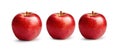 Three red apples isolated on a white background. Generative AI Royalty Free Stock Photo