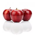 Three red apples with water drops. AI generative illustration Royalty Free Stock Photo