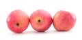 Three red apples with water drops on white background Royalty Free Stock Photo