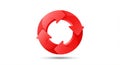 Three red arrows form a circular loop against a white background. Each arrow is Royalty Free Stock Photo