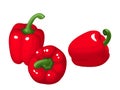 vector yhree red bell peppers. Royalty Free Stock Photo