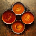 Four Bowls Of Soup A Rustic Ternary In The Style Of Martin Stranka