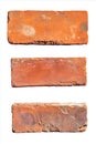 Three red brick pieces of red brick on a white background Royalty Free Stock Photo