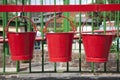 Three Red Buckets Royalty Free Stock Photo