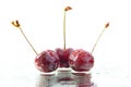 Three red cherries Royalty Free Stock Photo